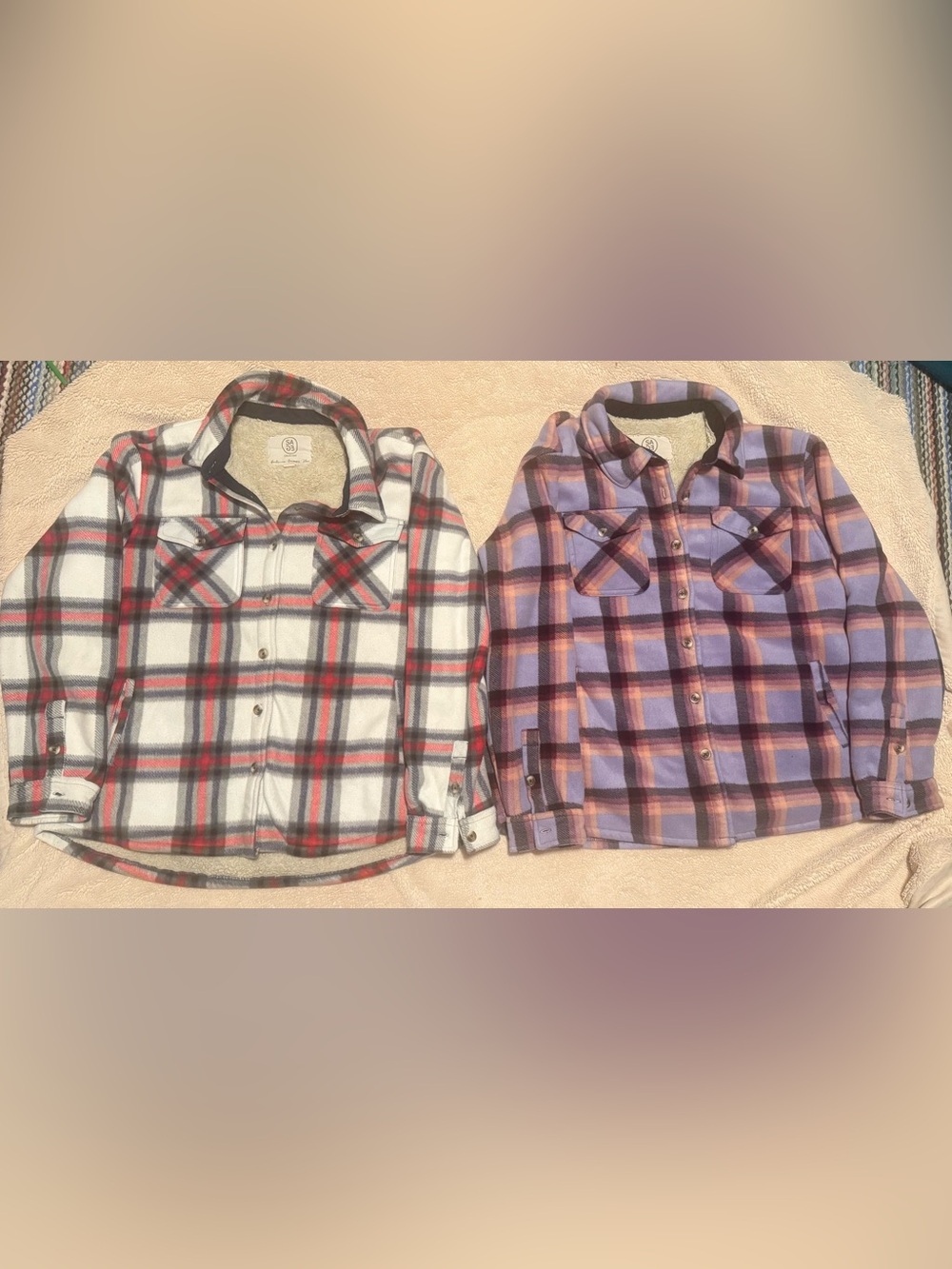 GUC Set of 2 Sage Women’s Fleece Jackets - White/Red and Purple/Pink - XL